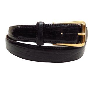 Vintage 1993 Made In USA Black Leather Belt With Exotic Print